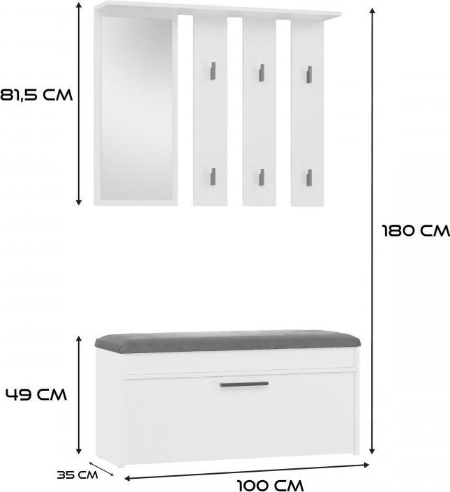 Topeshop Armadio PARMA 100x35x180 cm bianco (100 x 35 x 180 cm)