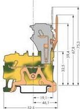 Produktbild Wago X-COM S Durchgangsklemme 2,5 mm² Push-In-Klemme / Stiftleiste - gelb/grün PE