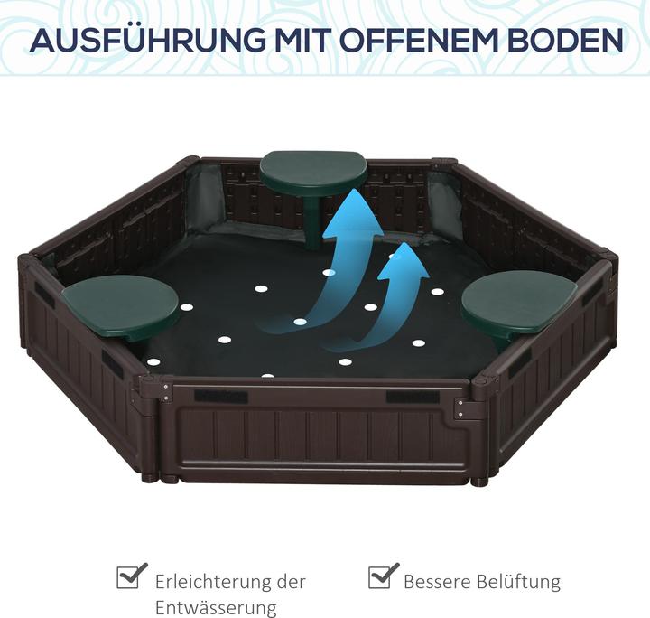 Produktbild Outsunny Sandkasten mit anpassbarer Form und 3 Sitzplätzen