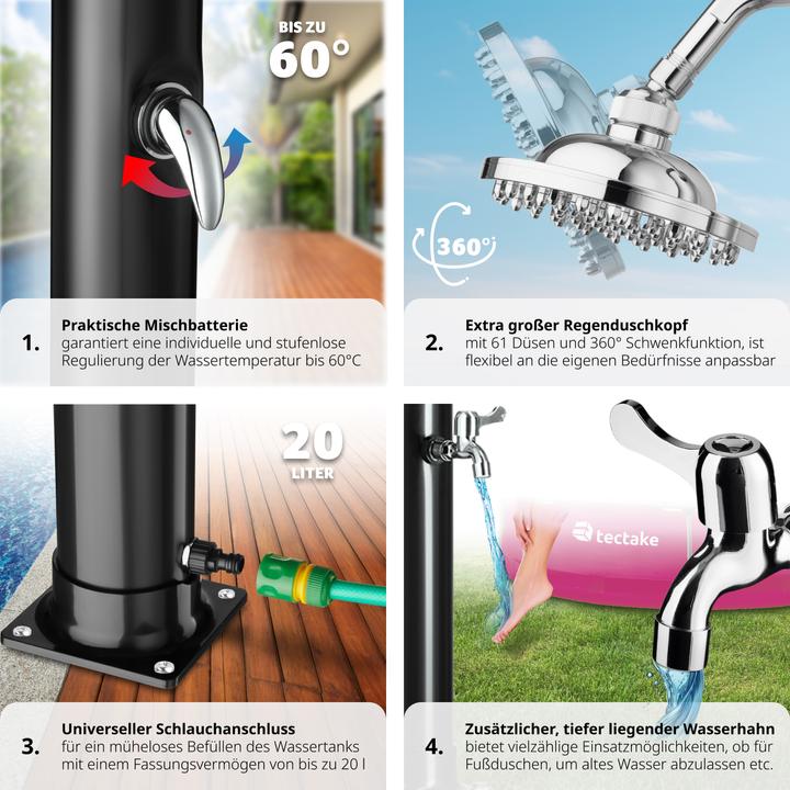 Actual product image tectake Solar shower Tinto 20l
