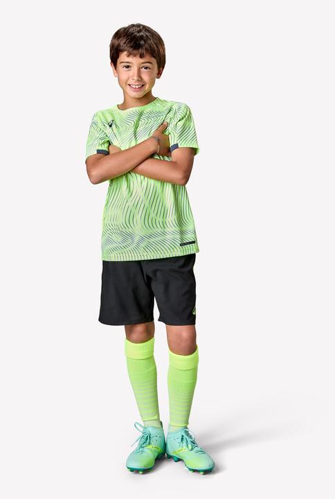 Immagine prodotto Kipsta Kids' Short-Sleeved Football Shirt Viralto Wave - Neon Yellow, Grey & Black (6, 7, 8)