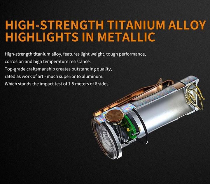 Actual product image Fenix E16 Ti Titan LED Flashlight with li-Ion Battery and Micro-USB Charging Cable (5.10 cm, 650 lm)