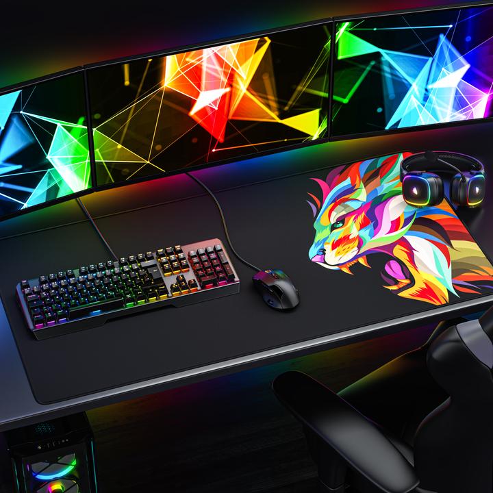 Image du produit Titanwolf Tapis de souris de jeu, Tapis de souris XXXL Speed 1200 x 600 mm, Vitesse & Précision, Colour Lion 2 (XXL)