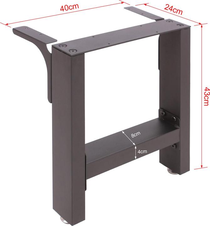 Actual product image Wiltec Industrial Square Table Legs Powder-coated Black 40x43cm for Tables Benches and Desks