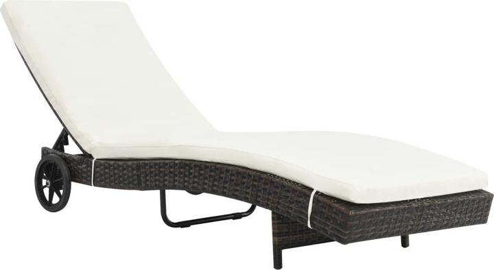Produktbild VidaXL Sonnenliegen 2 Stk. mit Rollen und Auflagen Poly Rattan (60 cm)