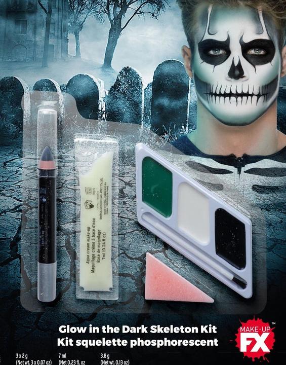 Produktbild Smiffys Glow in the Dark Skelett Makeup Kit