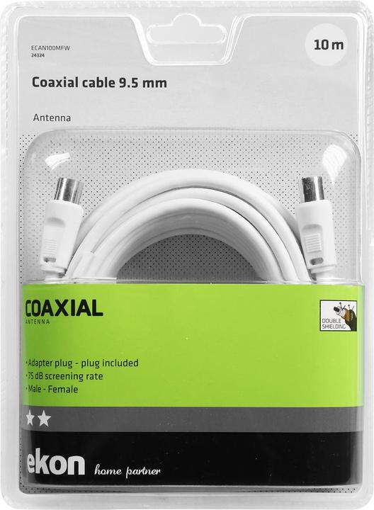 Immagine prodotto Ekon Cavo antenna maschio/femmina + adattatore 75dB (Cavi antenna)