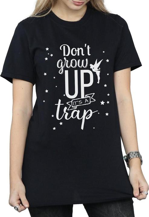 Actual product image Disney Womens/Ladies Tinker Bell Don't Grow Up Cotton Boyfriend T-Shirt (XL)