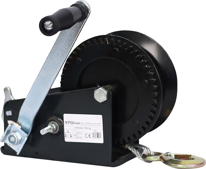 Immagine prodotto XPOtool Argano manuale a cavo 1500kg 4:1 8:1 28x24cm Argano a cavo 10m Argano a cavo forestale