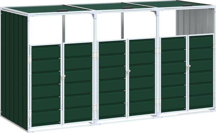 Produktbild VidaXL Mülltonnenbox für 3 Tonnen Grün 216x81x115 cm Stahl