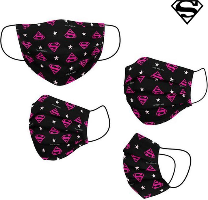 DC Super Hero Girls Wiederverwendbare Stoff-Hygienemaske Für Kinder Schwarz (1 x)