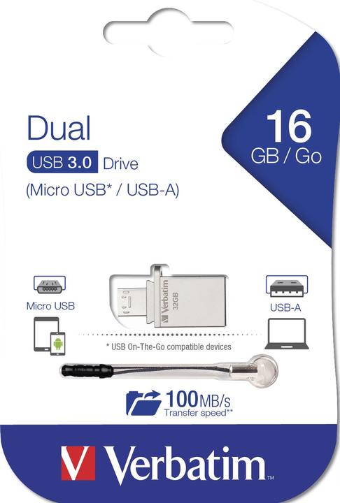 Immagine prodotto Verbatim Store n Go OTG 16GB Micro Drive USB 3.0 (16 GB, USB-A, USB 3.0)