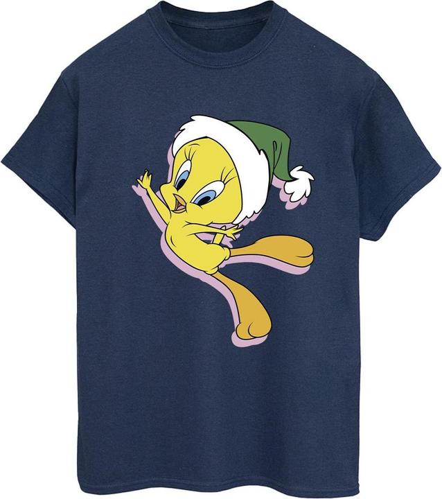 Actual product image Looney Tunes Womens/Ladies Tweety Christmas Hat Cotton Boyfriend T-Shirt (L)