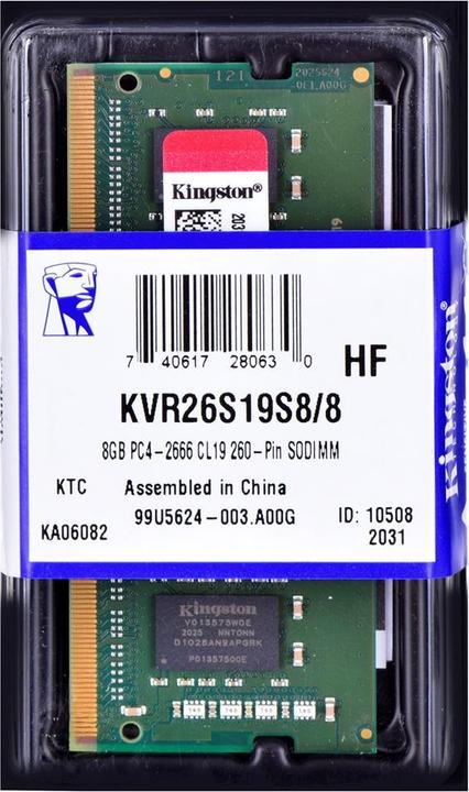Image du produit Kingston ValueRAM (1 x 8GB, 2666 MHz, RAM DDR4, SO-DIMM)