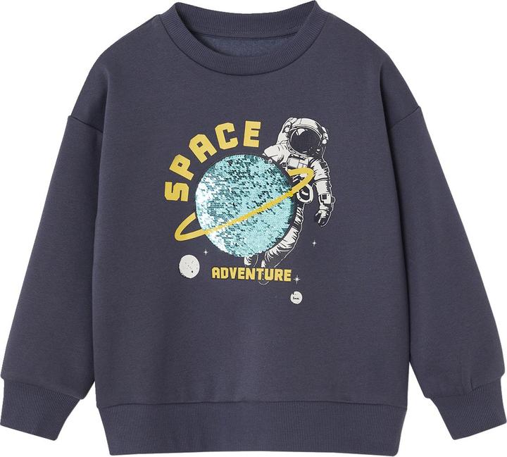 Vertbaudet Jungen Sweatshirt mit Wendepailletten, Recycling-Polyester