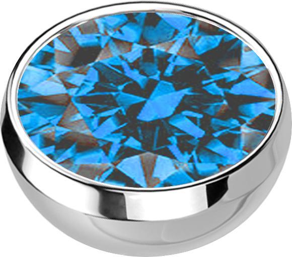 Produktbild Star Piercing Micro Halbkugel silber mit Kristall hellbau (ohne Messing, Chirurgenstahl 316L)