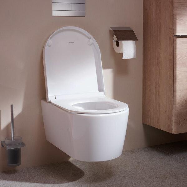 Actual product image hansgrohe EluPura S wall-hung WC set 540 AquaFall Flush, incl. WC seat, HygieneEffect, white, 540x36