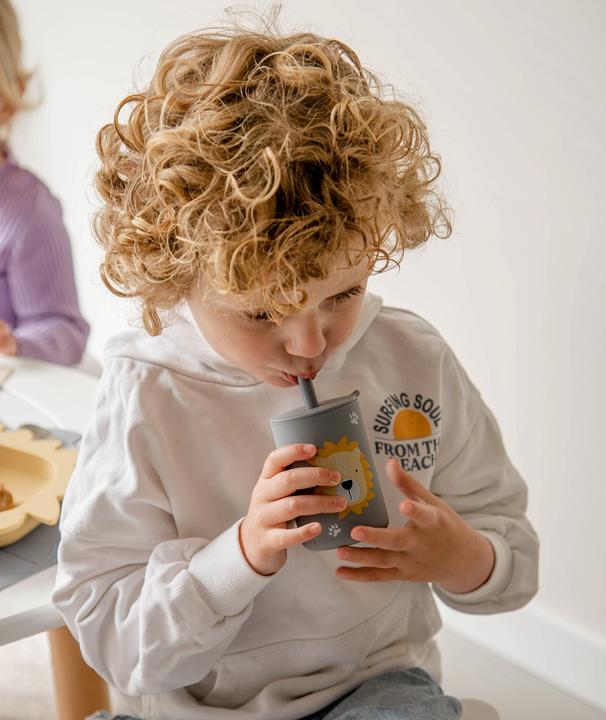 Produktbild Tryco Baby Silikonbecher mit Strohhalm Löwe