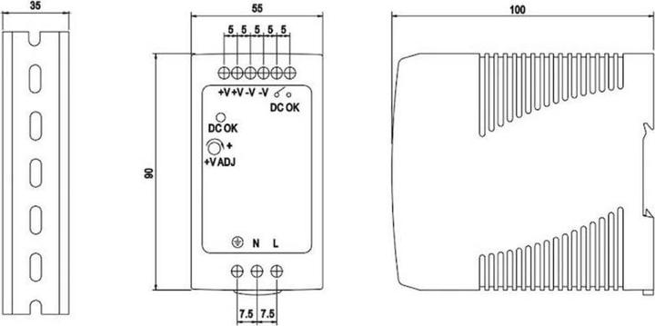 Actual product image MeanWell Mean Well DIN Rail Power Supply