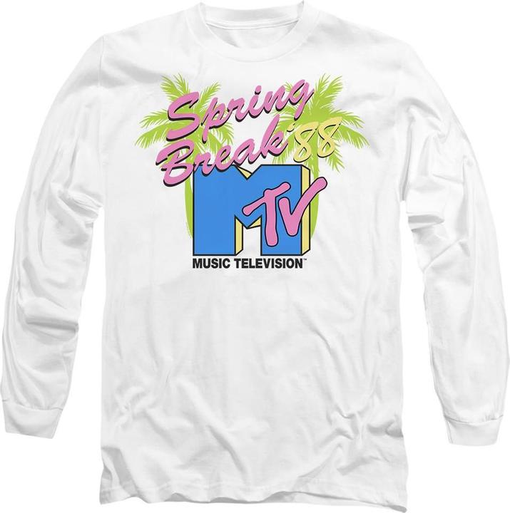 Actual product image MTV Unisex Adult Spring Break Neon Palm Trees T-Shirt (XL)