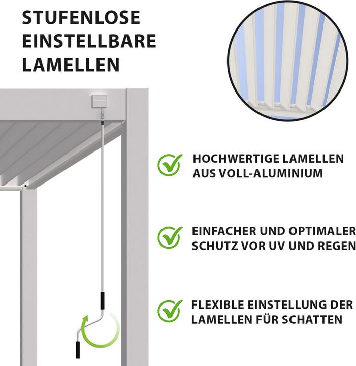 Actual product image Weide Pergola Deluxe Plus 3.6x7.2m with slatted roof white (360 cm, 720 cm)