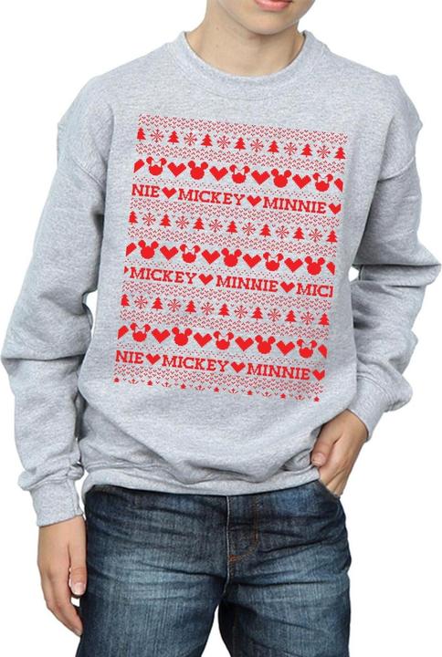 Actual product image Disney Boys Mickey And Minnie Christmas Fair Isle Sweatshirt (128)