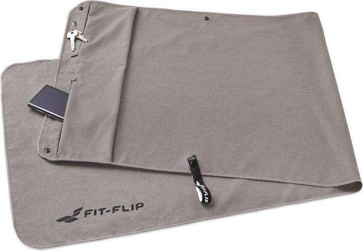 Actual product image Fit-Flip Fitnesshandtuch Mikrofaser mit Reissverschlusstasche 130x48cm (130 x 48 cm)