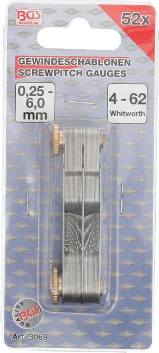 Immagine prodotto BGS Contafiletti doppio, 52 metrico 0,25 - 6,0 mm, Whitworth 4G - 62G (0.60 cm)