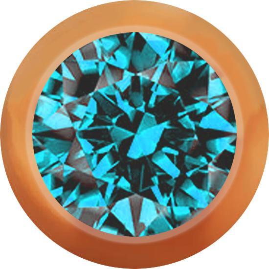 Produktbild Star Piercing Kugel schwarz mit Kristall aqua (Chirurgenstahl 316Lohne Messing, ohne MessingChirurgenstahl 316L)