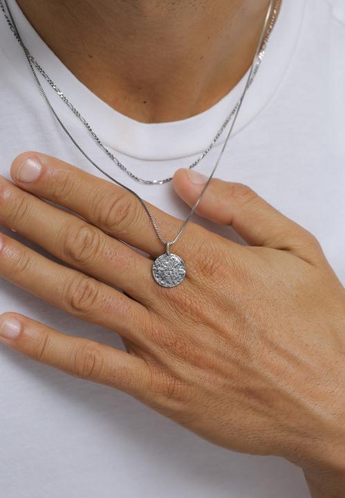 Produktbild Kuzzoi Halskette Herren Layer Figaro Venezianer Plättchen 925 Silber (925er Sterling Silber, 50 cm)