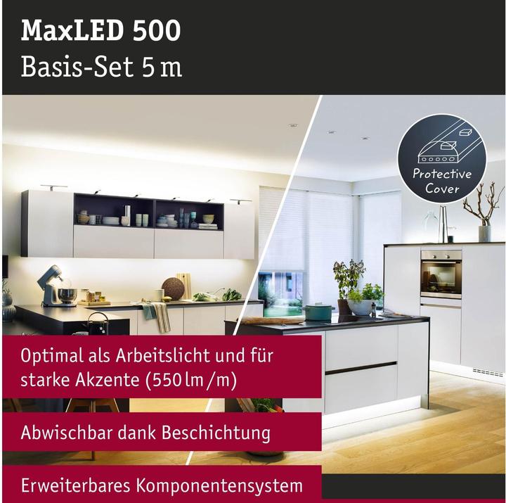 Image du produit Paulmann Kit MaxLED 500 Stripe (Blanc chaud, Blanc neutre, Blanc froid, 500 cm, Extérieur, Intérieur)