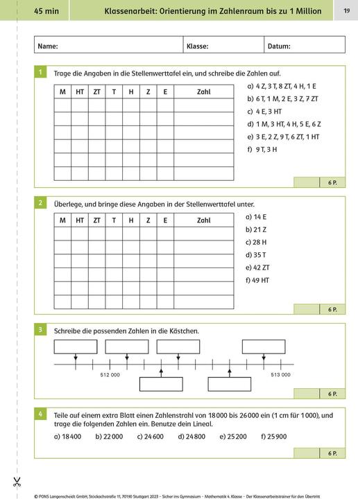 Produktbild Sicher ins Gymnasium: Klassenarbeitstrainer für den Übertritt Mathematik 4. Klasse (Deutsch, 2023)