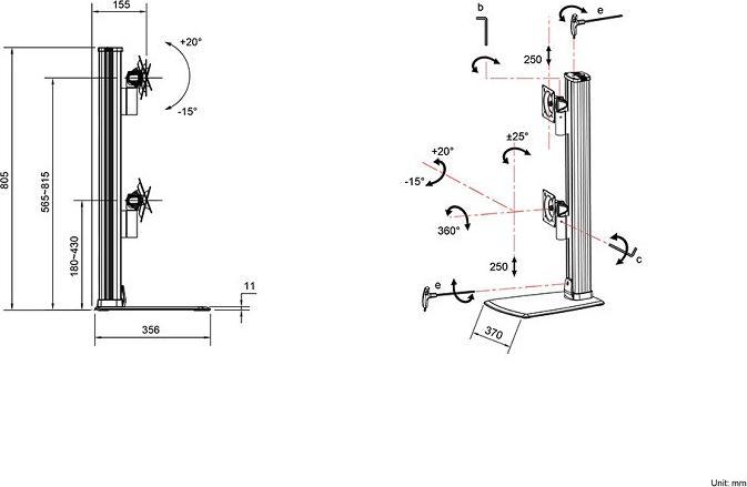 Image du produit Multibrackets Support d'écran Dual 32-50", noir, vertical (Tables, 50")
