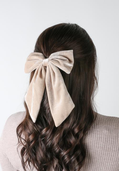 Immagine prodotto Trisa Fermaglio alla moda con fiocco di velluto Beige, rosa 2 pezzi