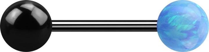 Produktbild Star Piercing Micro Barbell schwarz mit Kugel und Kugel Opal hellblau (ohne Messing, Chirurgenstahl 316L)