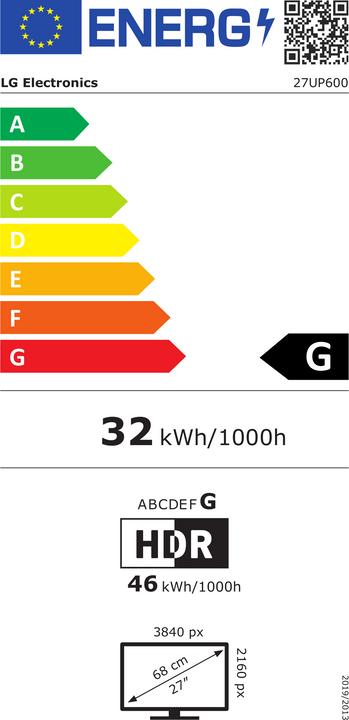 Etichetta energetica LG UltraFine 27UP600-W (3840 x 2160 pixel, 27")