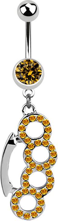 Produktbild Star Piercing Banane silber mit Anhänger Schlagring topaz (Chirurgenstahl 316L, ohne Messing)