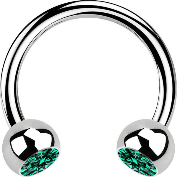 Image du produit Star Piercing Micro Circular Barbell argent avec deux boules cristal turquoise (sans laiton, Acier chirurgical 316L)