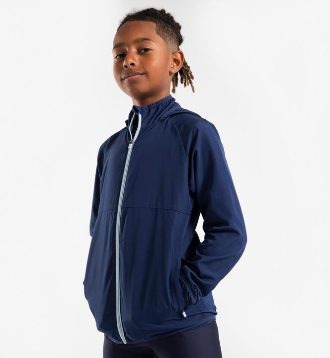 Kiprun Laufjacke Kinder winddicht - Wind Jacket marineblau/grau