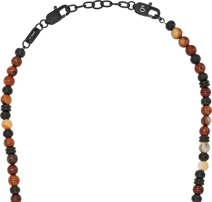 Actual product image S.Oliver Halsschmuck für Herren, Edelstahl, Steel Beads, Achat (Stainless steel, 5 cm)