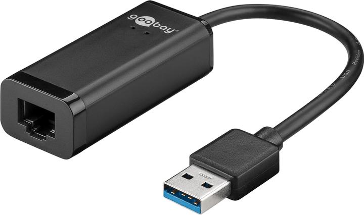 Produktbild Goobay USB 3.0 Gigabit Ethernet Netzwerkkonverter, Schwarz, 0.1 m (USB, RJ45 (1x))