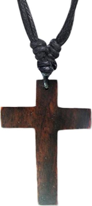 Star Piercing Halskette schwarz Anhänger Kreuz aus Narra Holz (ohne Messing, Organisch)