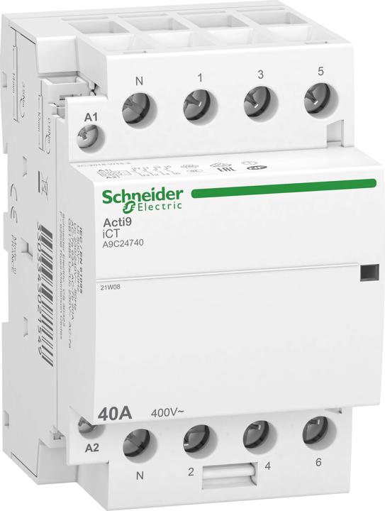 Immagine prodotto Schneider Electric SE A9C24740 Contatto di installazione iCT, 40A, 3P+N, 4 contatti NA, 220/240V 5
