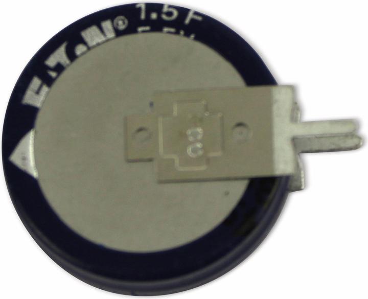 Actual product image Eaton Gold cap electrolytic capacitor, 1.5 F, 5.5 V, 19x19.7 mm