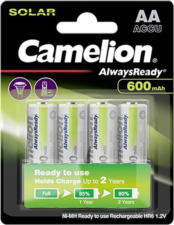 Produktbild Camelion AlwaysReady Solar Mignon (AA)- (4 Stk., AA, 600 mAh)