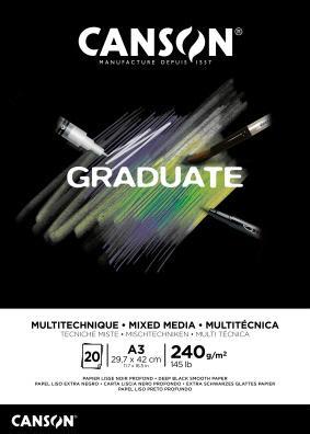 Actual product image Canson GRADUATE MIXED MEDIA study pad, black, DIN A3 (A3, Plain)