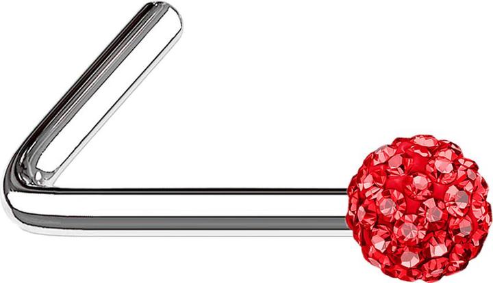 Produktbild Star Piercing Nasenstecker gewinkelt silber Kristallkugel rot (ohne Messing, Chirurgenstahl 316L)