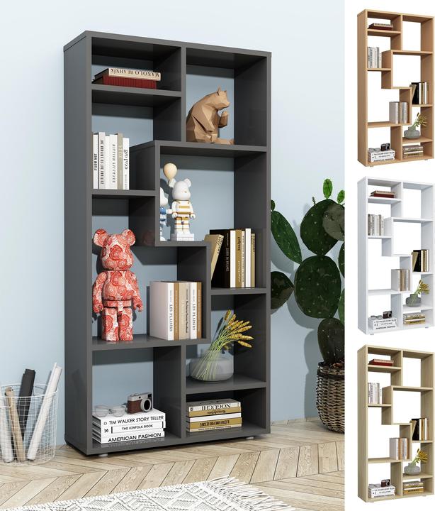 Produktbild VCM Holz Standregal Bücherregal Medienregal Aufbewahrung Raumteiler Deko Regal Lanisa M (58 x 20 x 116 cm)