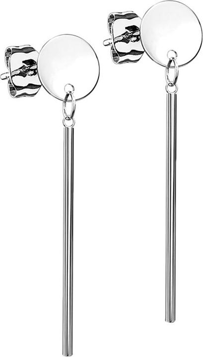 Produktbild Star Piercing Ohrstecker silber runde Platte Anhänger Zylinder (ohne Messing, Chirurgenstahl 316L)