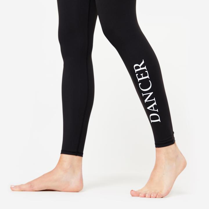 Produktbild Domyos Tanz-Leggings Damen flacher hoher Taillenbund Modern Dance - schwarz (W28/L31)